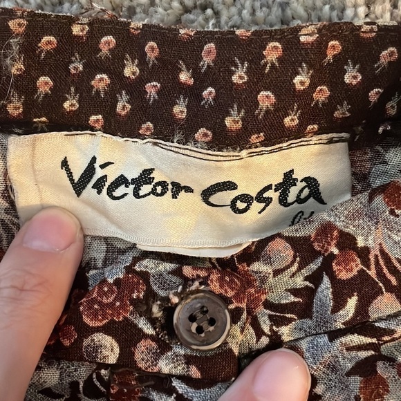 Victor Costa vintage brown floral dress small to medium - Picture 4 of 8